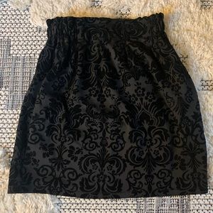 Velvet textured paper bag mini skirt
